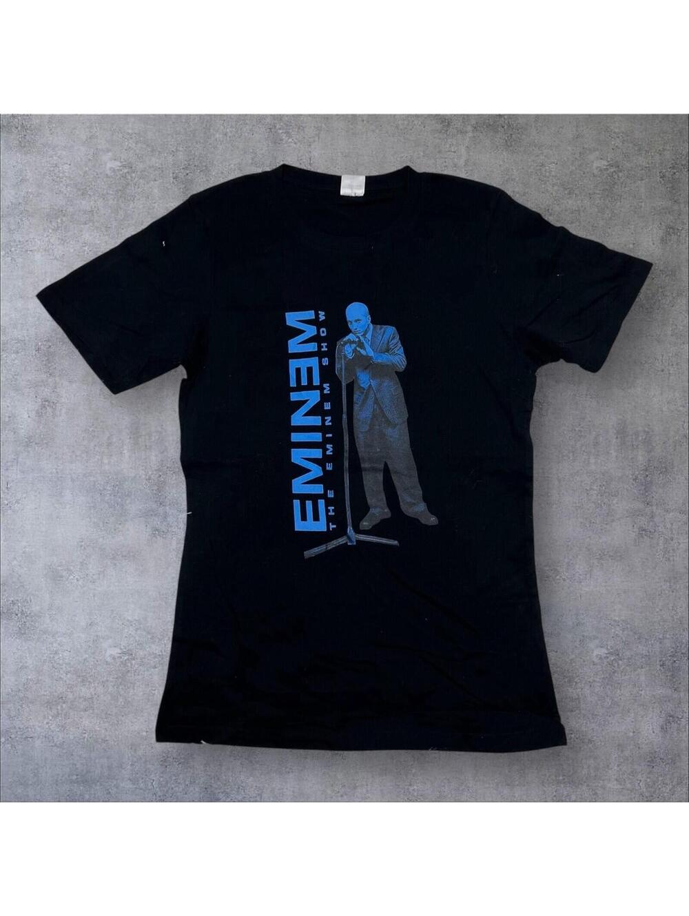 Vintage Style Y2K Eminem Hip Hop Rap Performer Graphic Men’s Black Tee Small